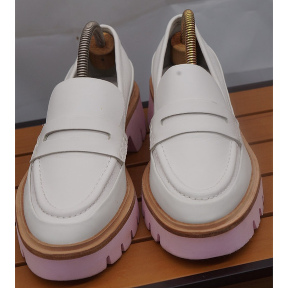 Anthropologie Oncept Heeled Loafers White & Pink Womens US 7 Boho Hipster - Picture 5 of 16
